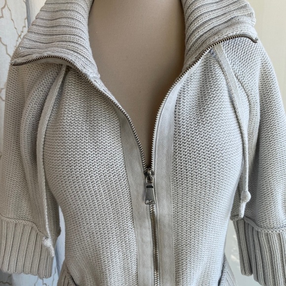 Eddie Bauer Chunky Women's High collar Zip Cardigan 3/4 Sleeves, Size L - Picture 4 of 10